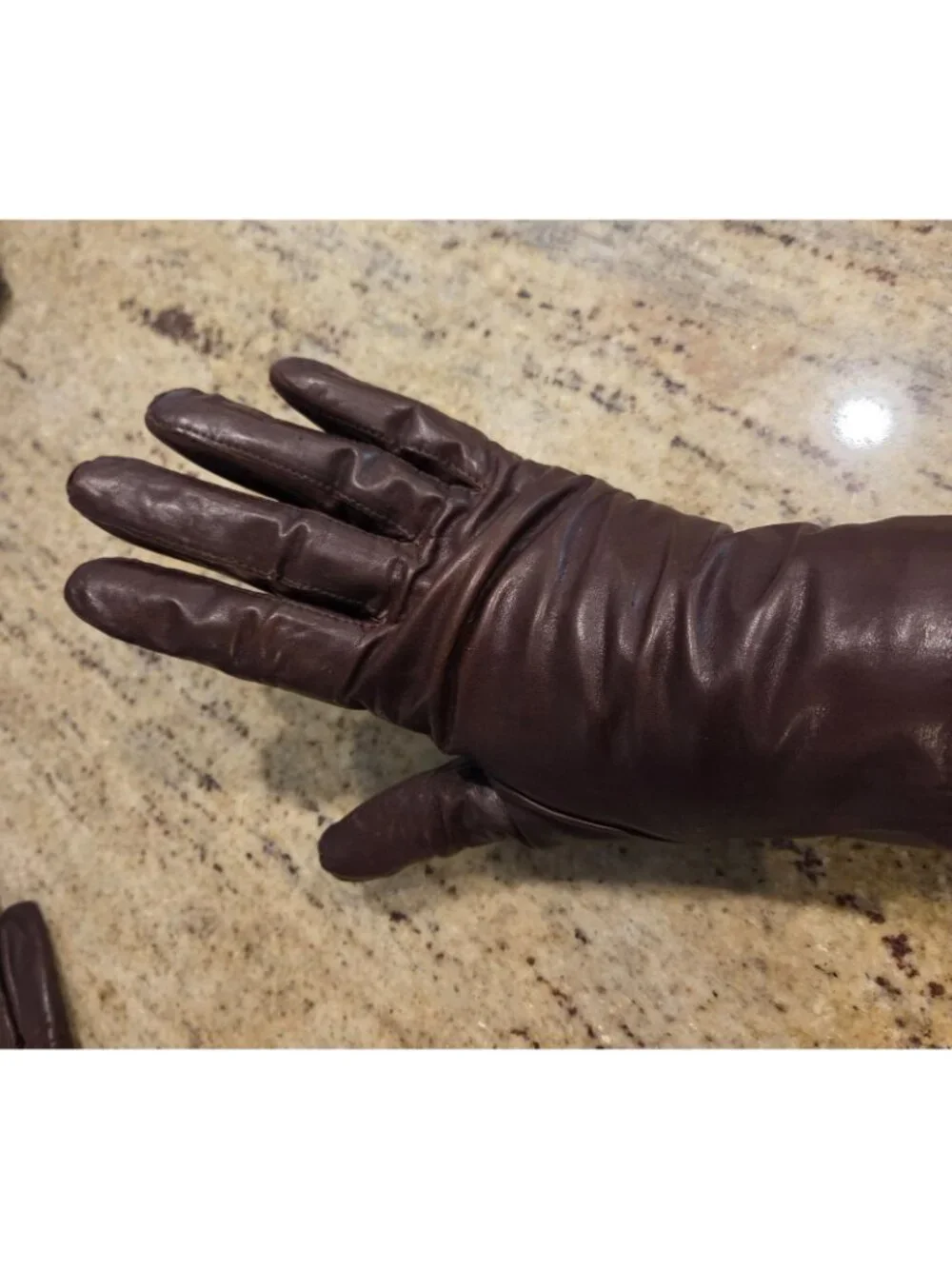 Vintage Womens Size M 7 Brown Leather Knit Lined Gloves Grandoe